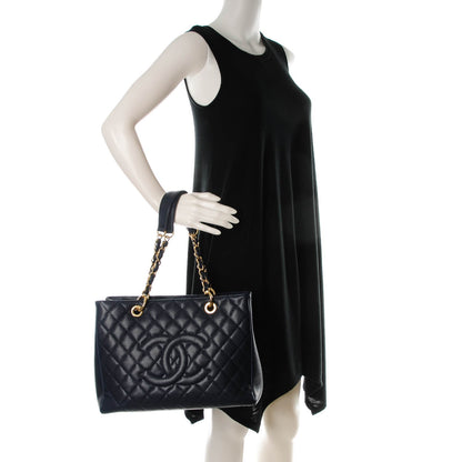 Chanel Caviar Quilted Grand Shopping Tote GST Navy 2 of 7