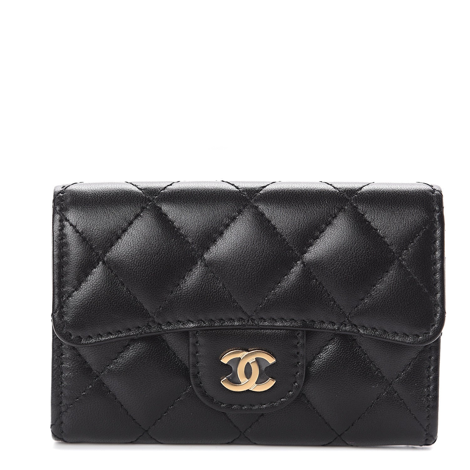 Chanel Lambskin Quilted Flap Card Holder Black 1 of 7
