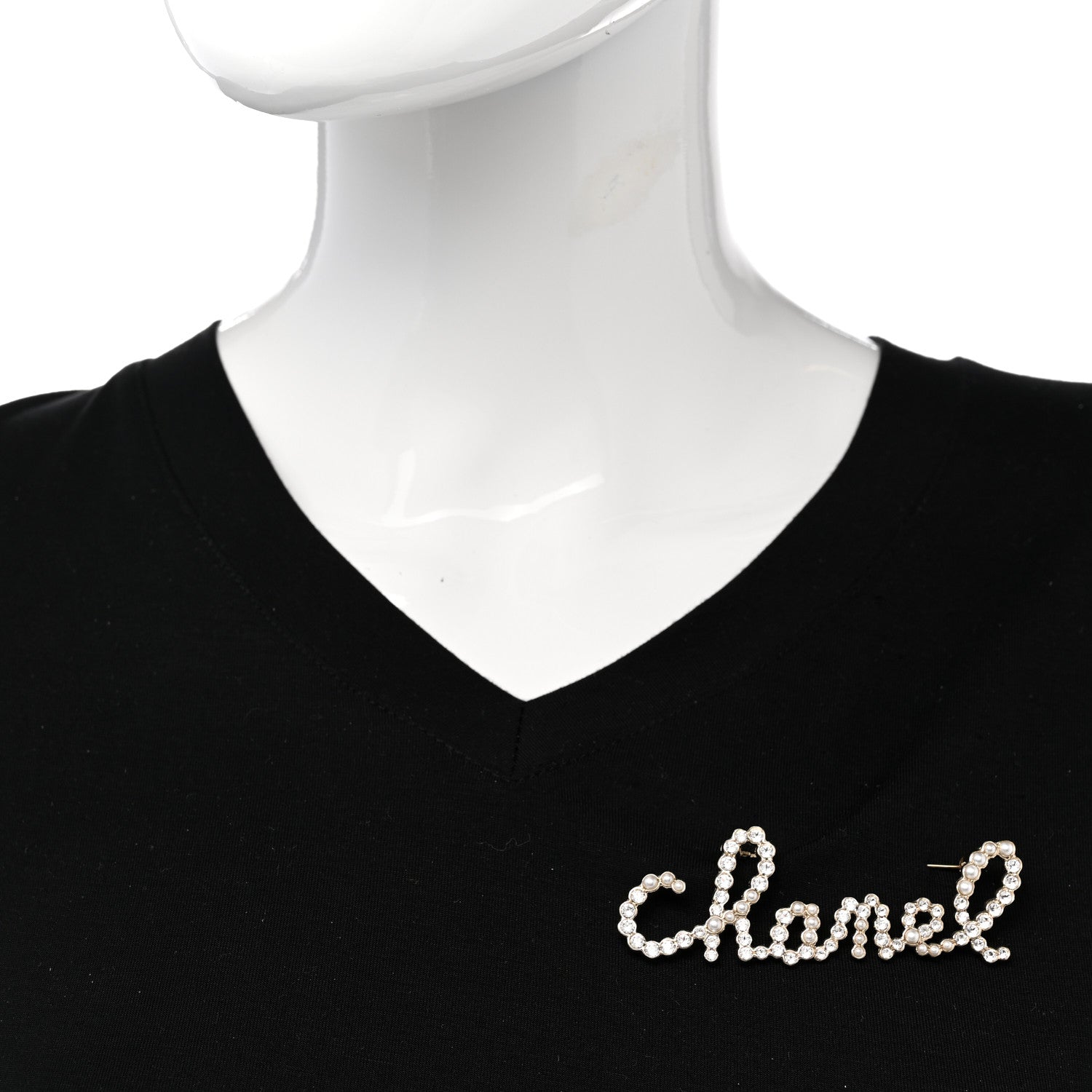 Chanel Metal Glass Swirling Pearls Brooch Pin Gold 2 of 5