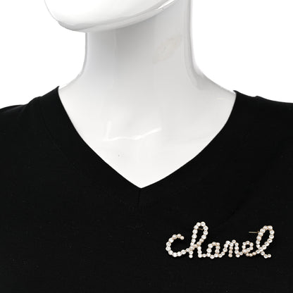 Chanel Metal Glass Swirling Pearls Brooch Pin Gold 2 of 5