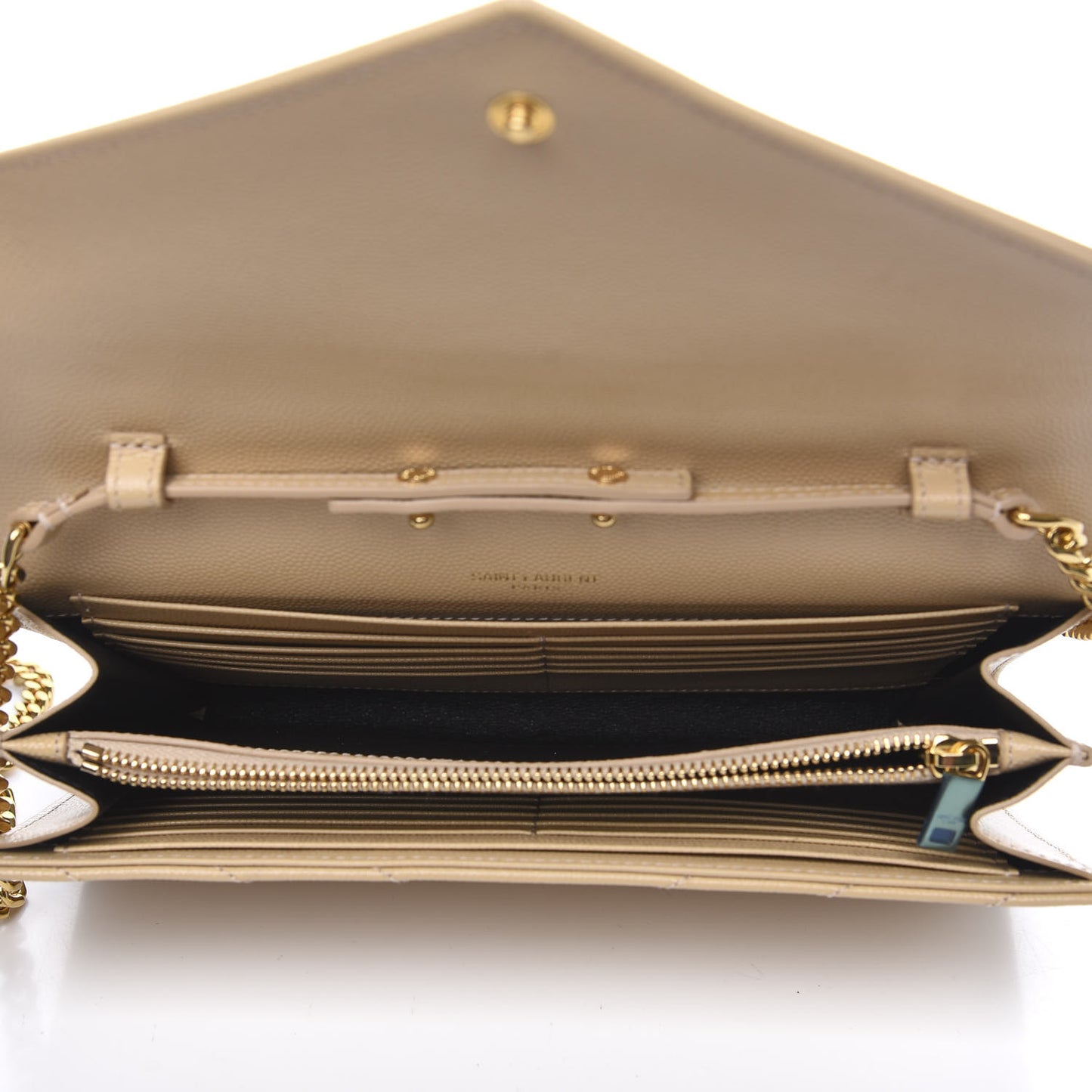 Grain De Poudre Matelasse Chevron Monogram Chain Wallet Nude Powder