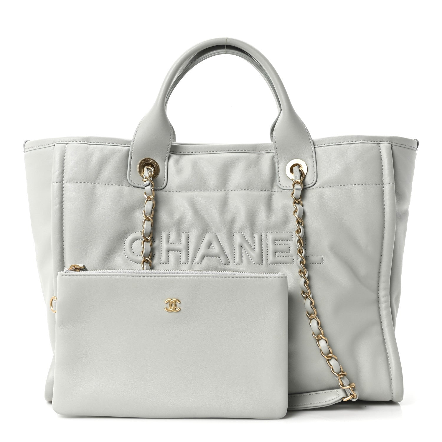 Chanel Calfskin Small Deauville Tote Light Grey 3 of 11