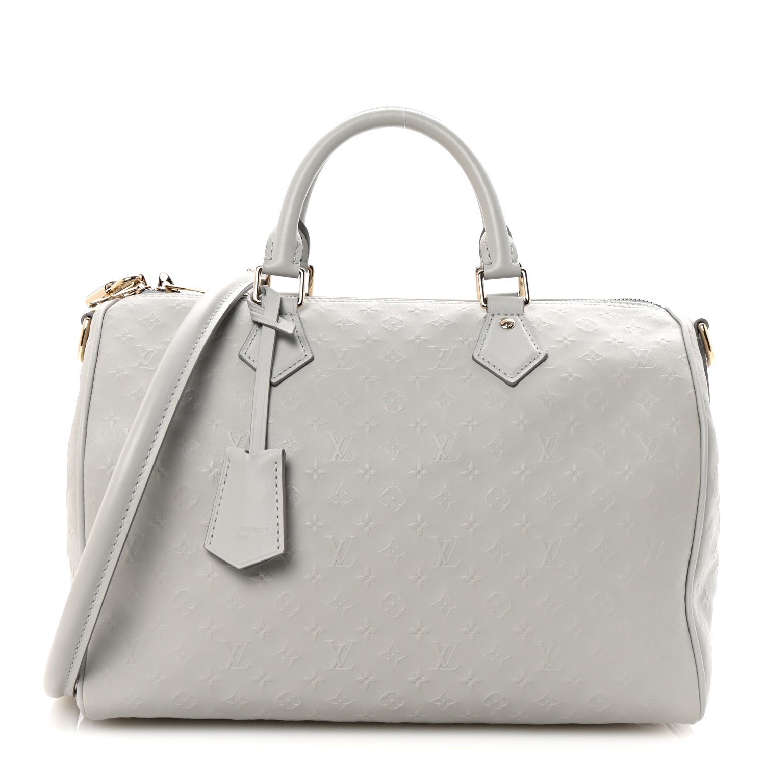 Louis Vuitton Calfskin Minigram Speedy Soft 30 Cloud Gray 1 of 9