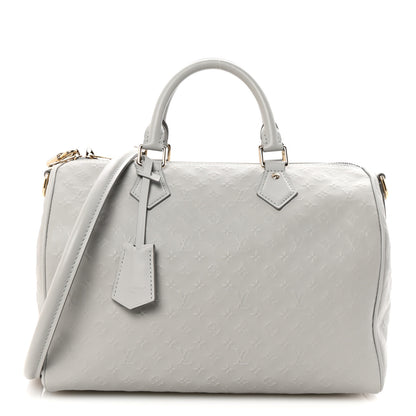 Louis Vuitton Calfskin Minigram Speedy Soft 30 Cloud Gray 1 of 9