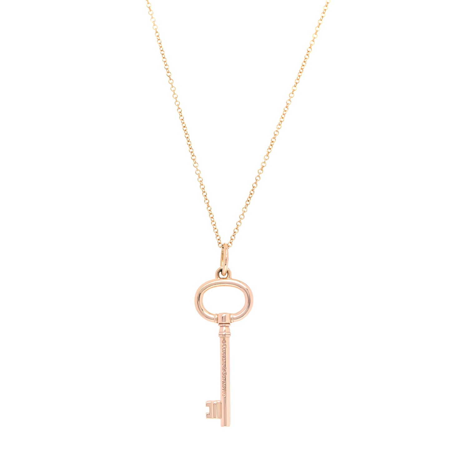 18K Rose Gold Small Oval Key Pendant Necklace