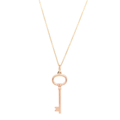 Tiffany 18K Rose Gold Small Oval Key Pendant Necklace 1 of 7