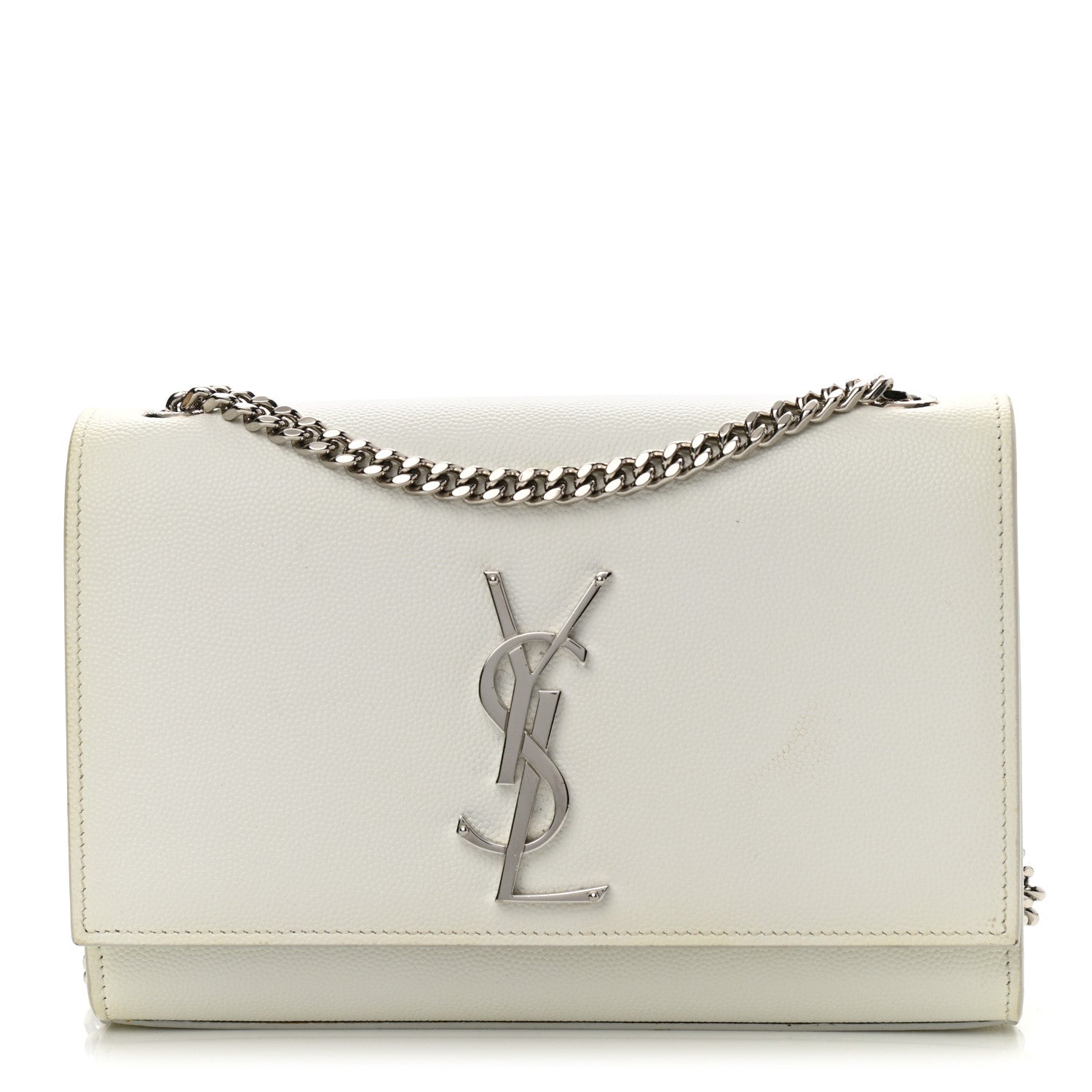 Saint Laurent Grain De Poudre Small Monogram Kate Satchel Icy White 1 of 10