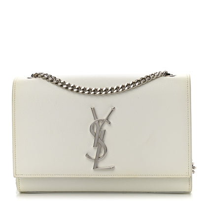 Saint Laurent Grain De Poudre Small Monogram Kate Satchel Icy White 1 of 10