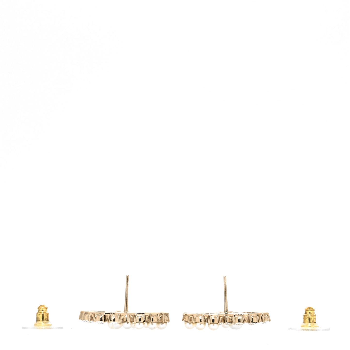 Crystal Pearl CC Dazzling Domino Earrings Gold