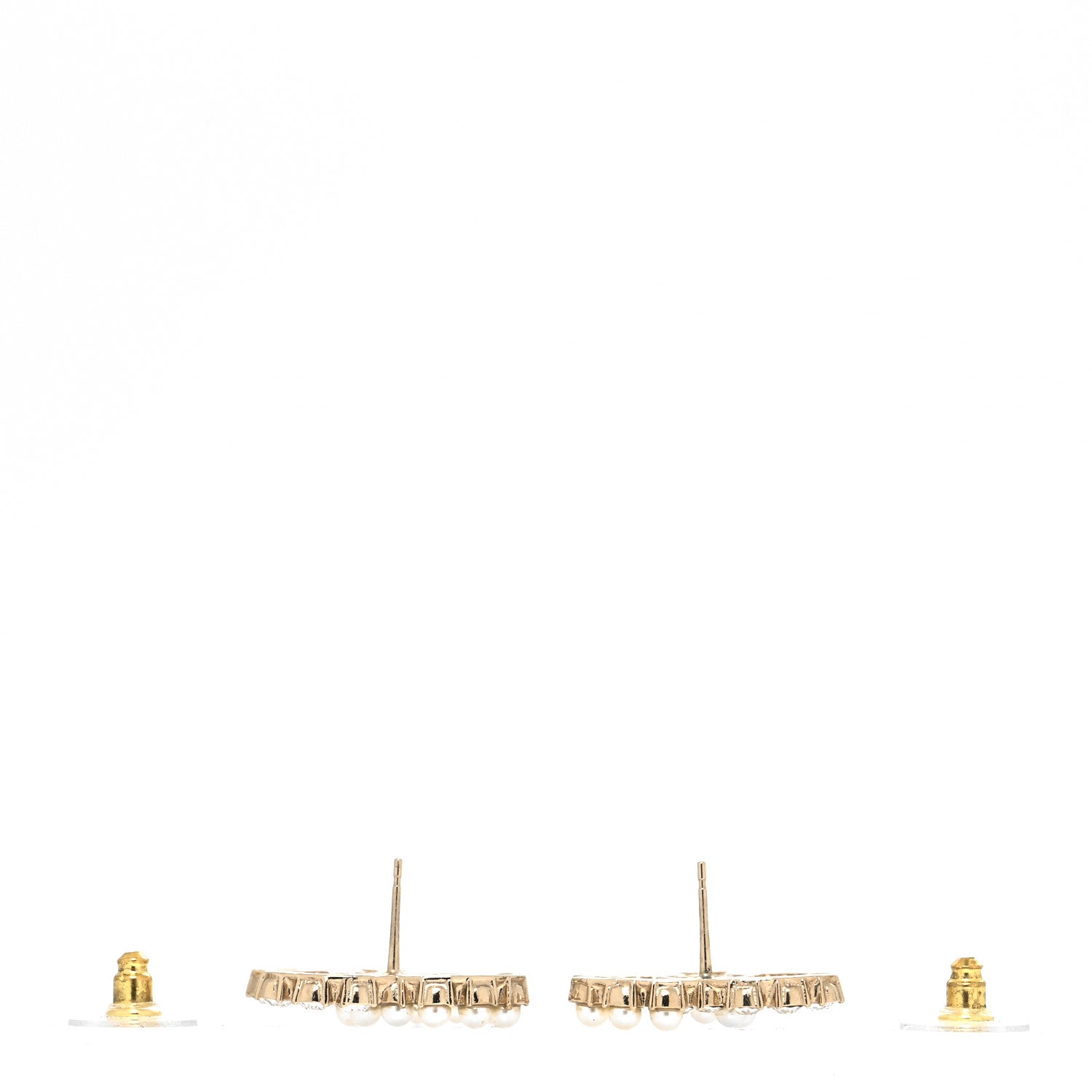 Chanel Crystal Pearl CC Dazzling Domino Earrings Gold 3 of 4