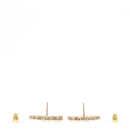Chanel Crystal Pearl CC Dazzling Domino Earrings Gold 3 of 4