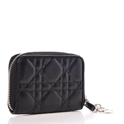 Christian Dior Lambskin Cannage Mini Lady Dior Zip Portemonnaie Black 3 of 9