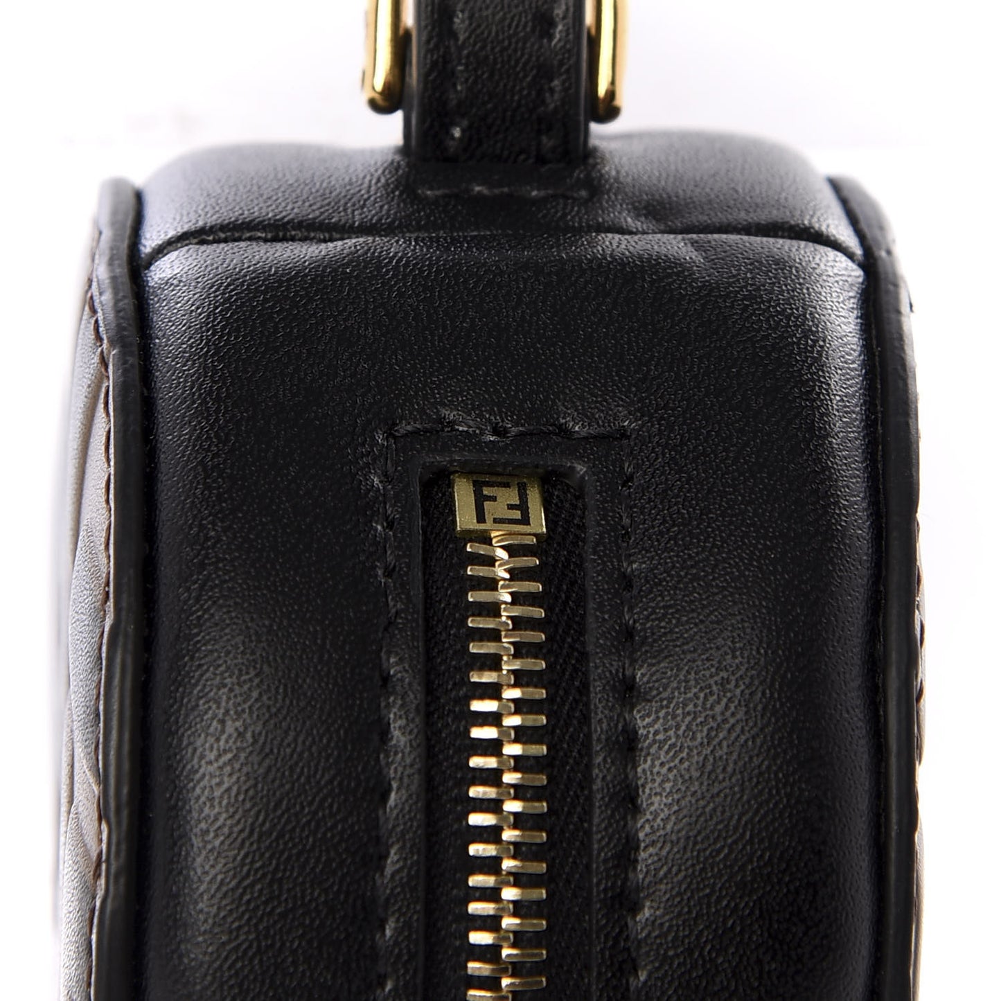 Calfskin FF 1974 Embossed Help Bag Charm Maya Black