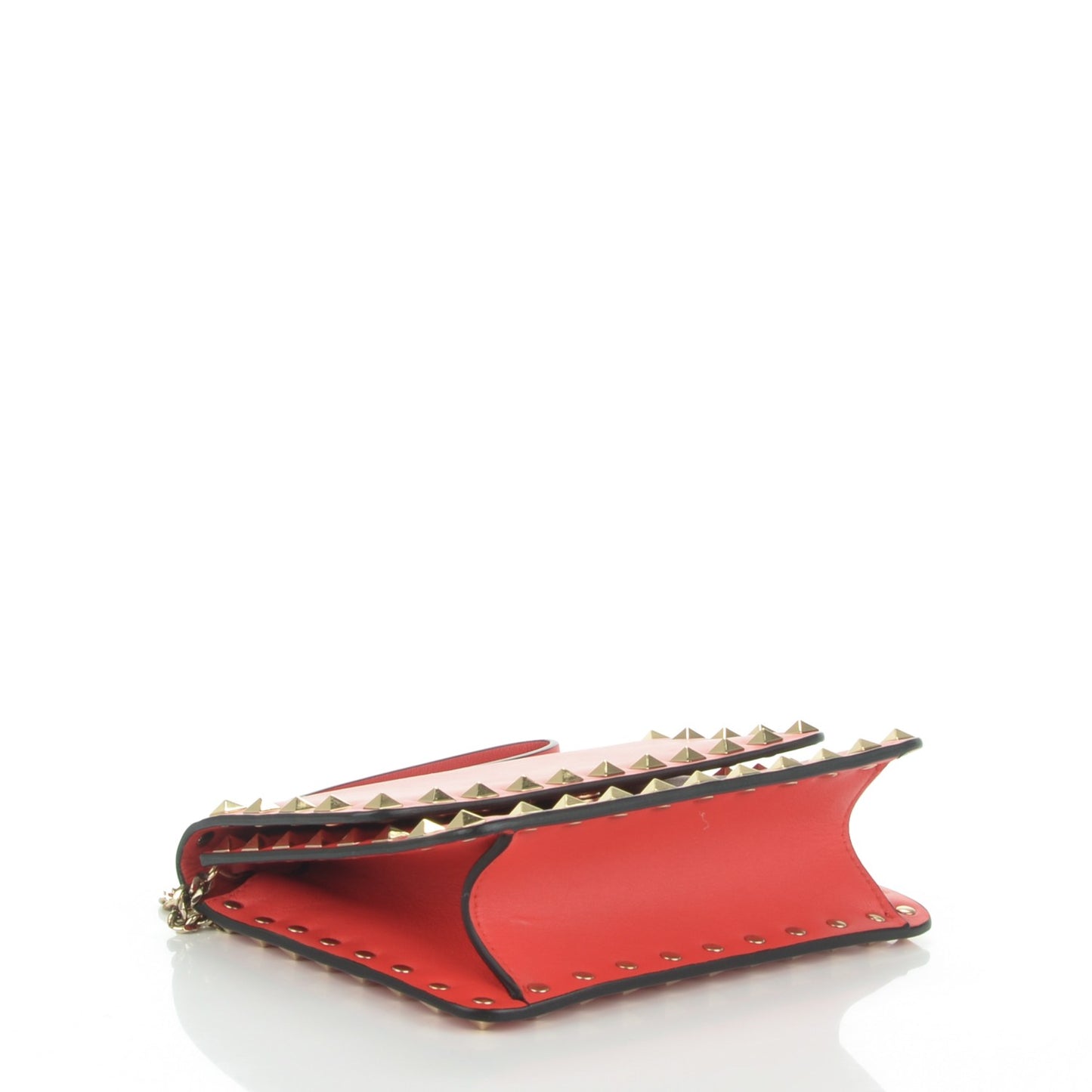 Vitello Rockstud Chain Flap Crossbody Bag Deep Rose