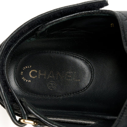 Chanel Grained Calfskin Velcro Dad Sandals 40 Black 7 of 10