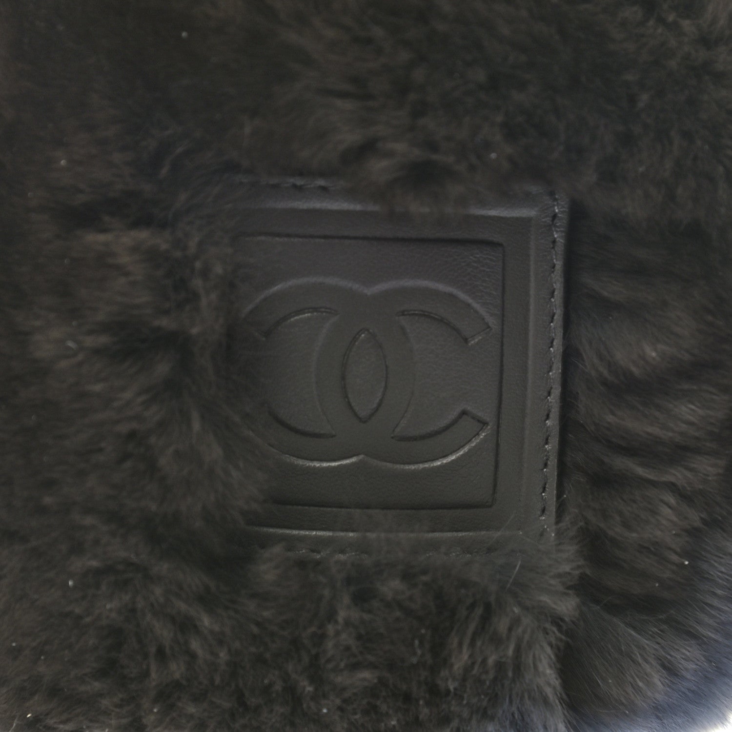 Chanel Rabbit Fur CC Ear Muffs Black Red 4 of 4