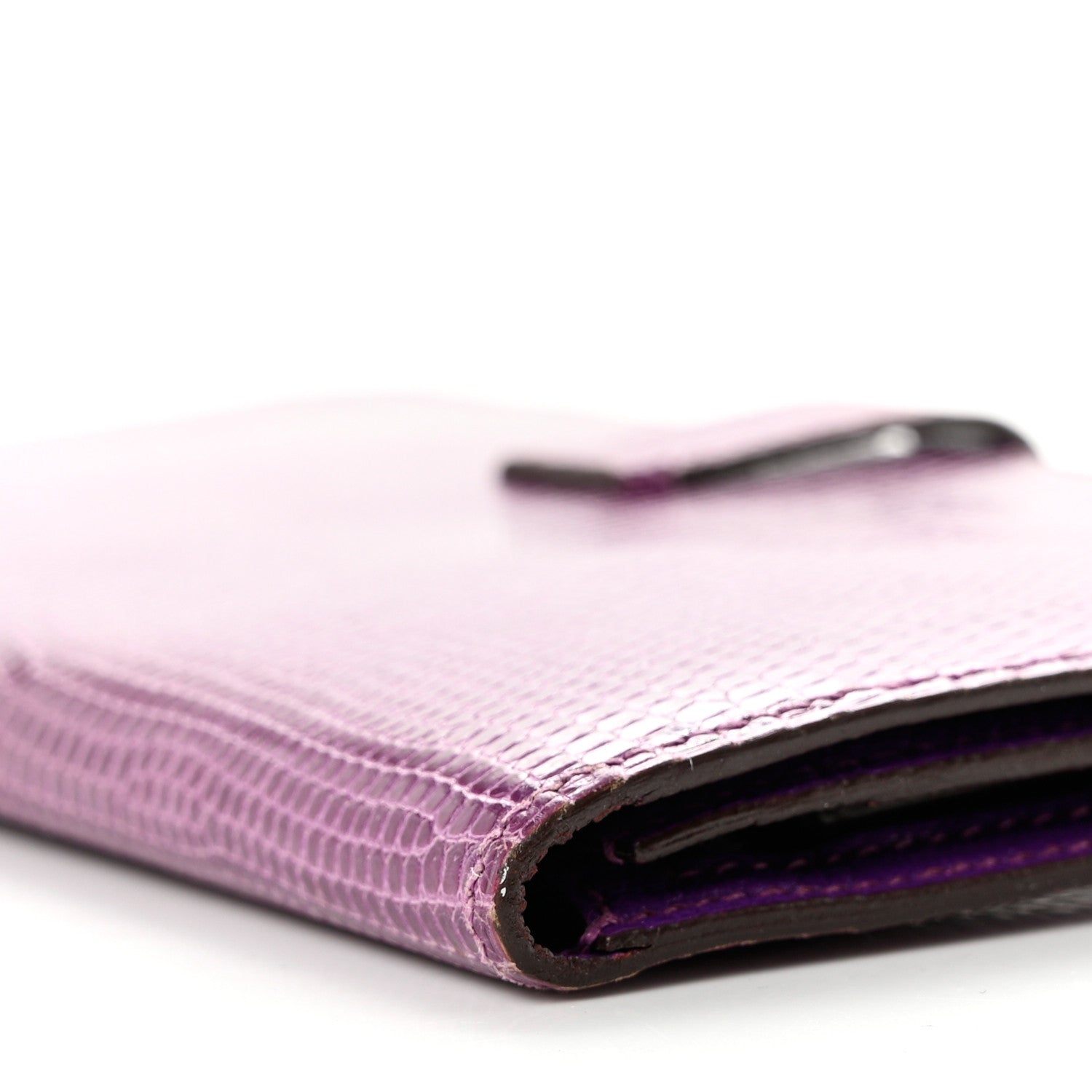 Hermes Lizard Bearn Gusset Wallet Violet 8 of 9