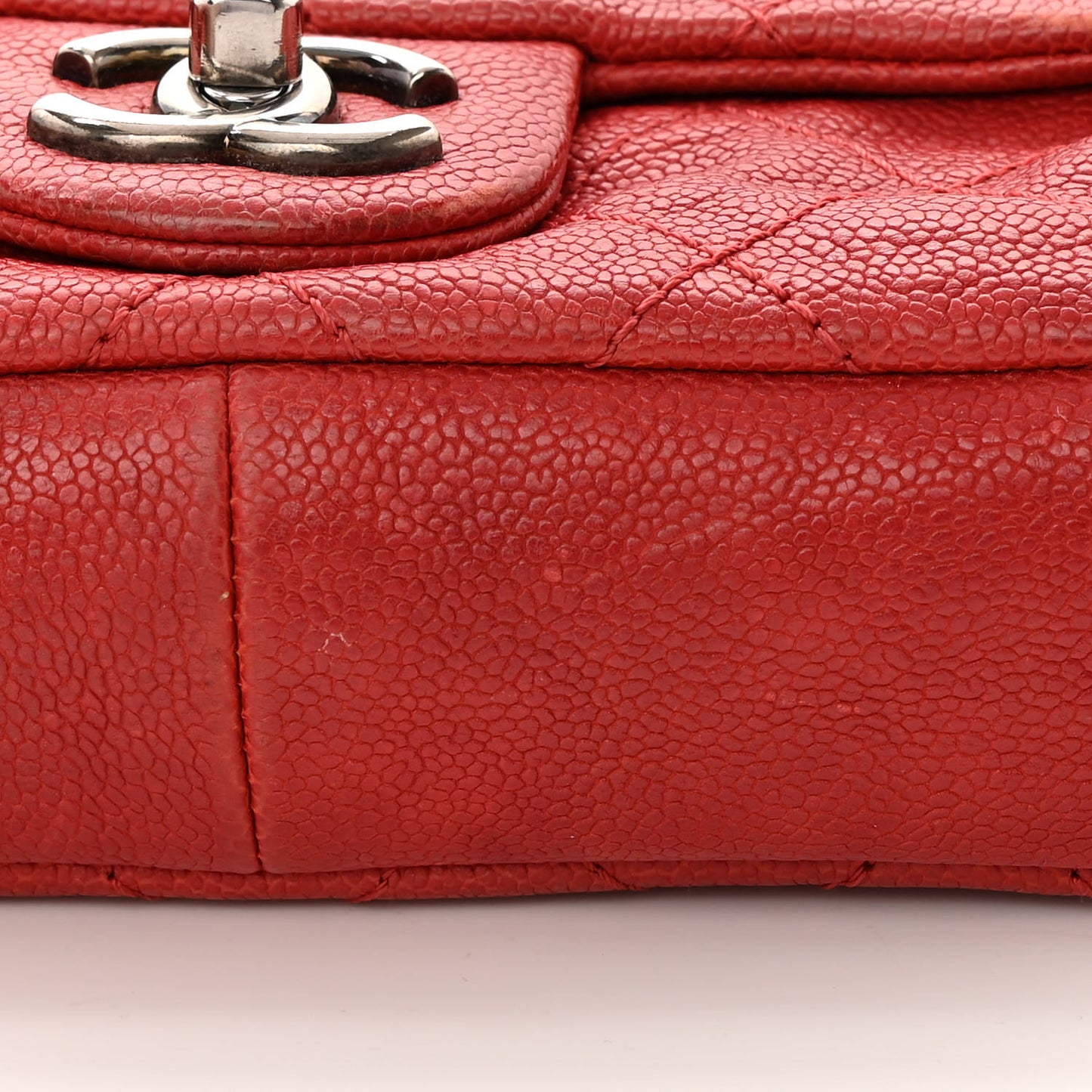 Caviar Quilted Mini Simply CC Flap Red