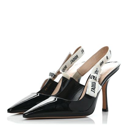 Christian Dior Patent Ribbon J'Adior Slingback 100mm Pumps 38.5 Black 3 of 11