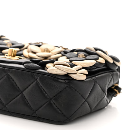Chanel Metallic Lambskin Quilted Mini Camellia Flap Black Gold 10 of 10