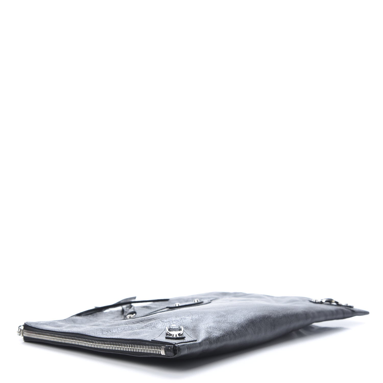 Balenciaga Agneau Classic Silver Hardware Pouch Clutch Black 4 of 7
