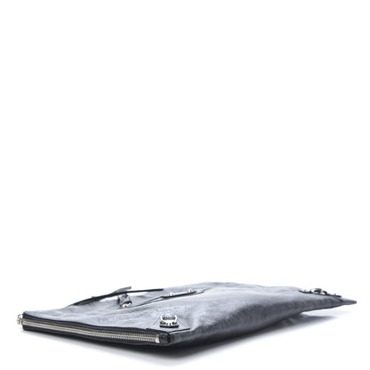 Balenciaga Agneau Classic Silver Hardware Pouch Clutch Black 4 of 7