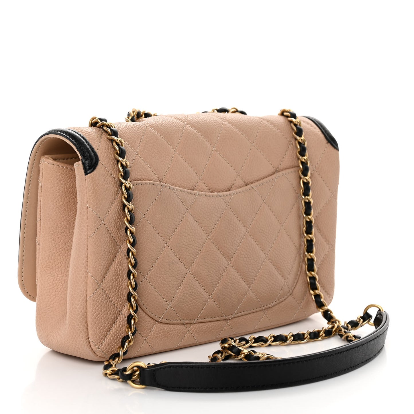 Caviar Quilted Small CC Filigree Flap Beige Black