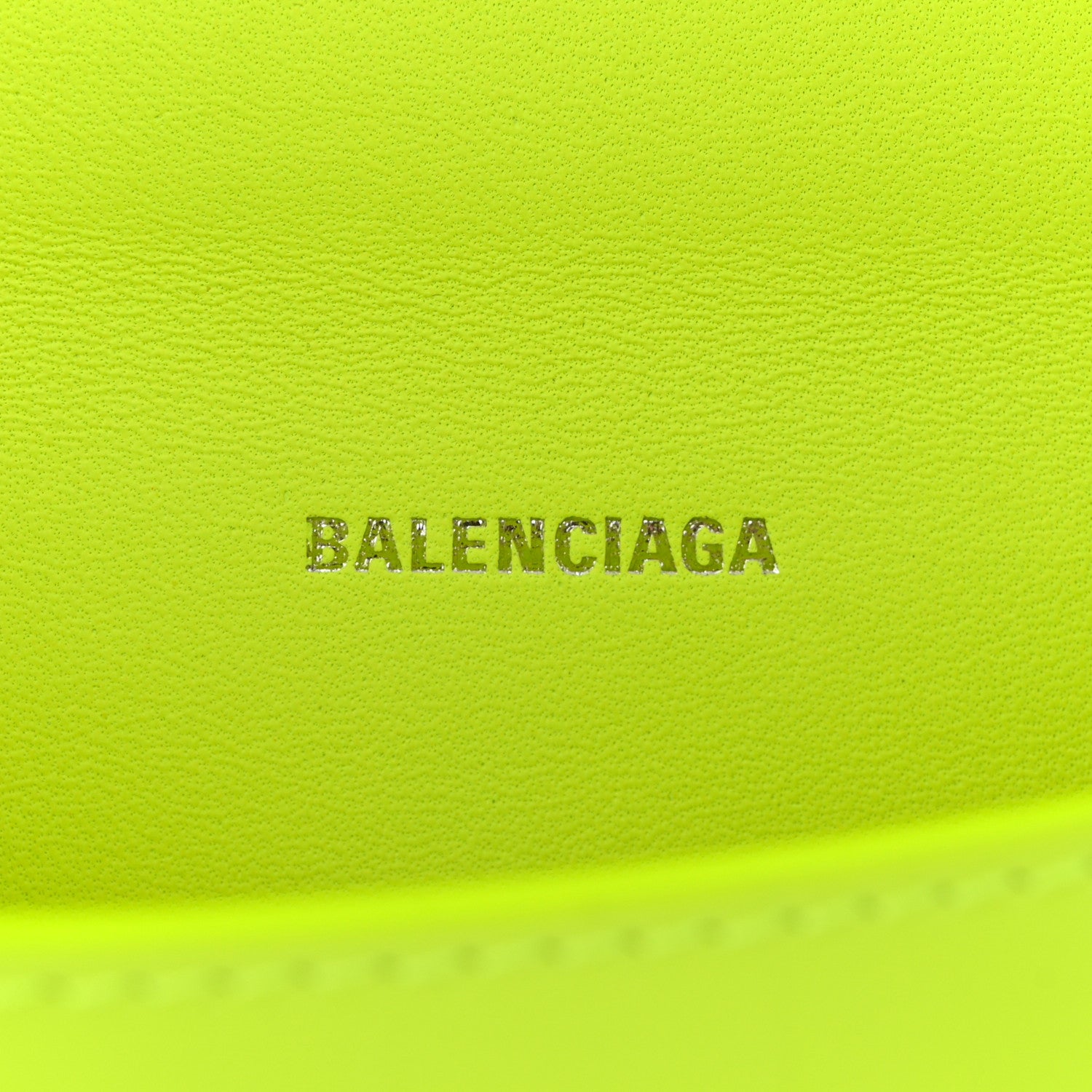 Balenciaga Shiny Calfskin Crocodile Embossed Hourglass Top Handle Bag XS Fluo Yellow 6 of 11