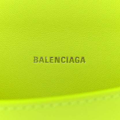 Balenciaga Shiny Calfskin Crocodile Embossed Hourglass Top Handle Bag XS Fluo Yellow 6 of 11