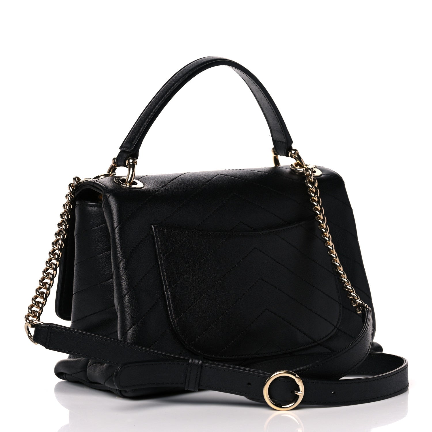 Chanel Grained Calfskin Small Chevron Chic Top Handle Flap Black 2 of 17