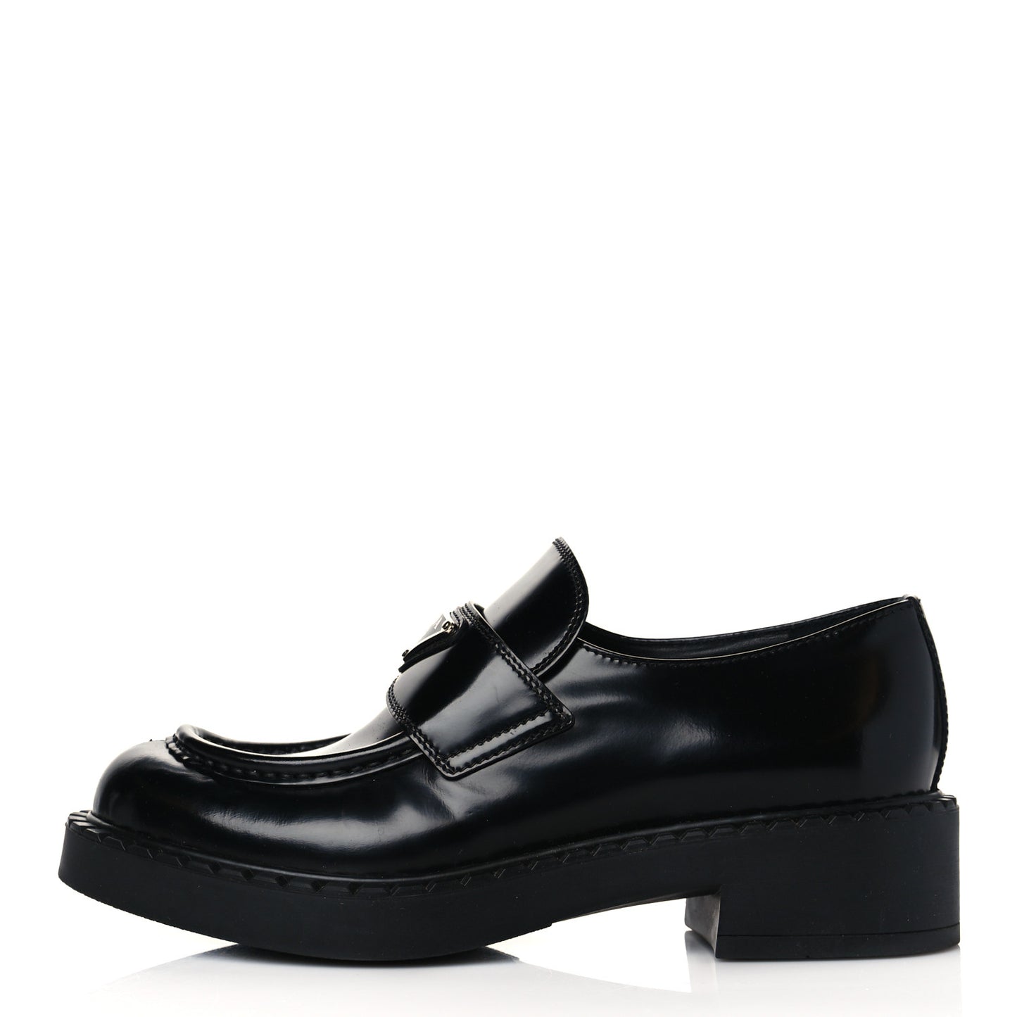 Spazzolato Metal Triangle Logo 50mm Loafers 37 Black
