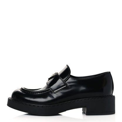 Prada Spazzolato Metal Triangle Logo 50mm Loafers 37 Black 1 of 9