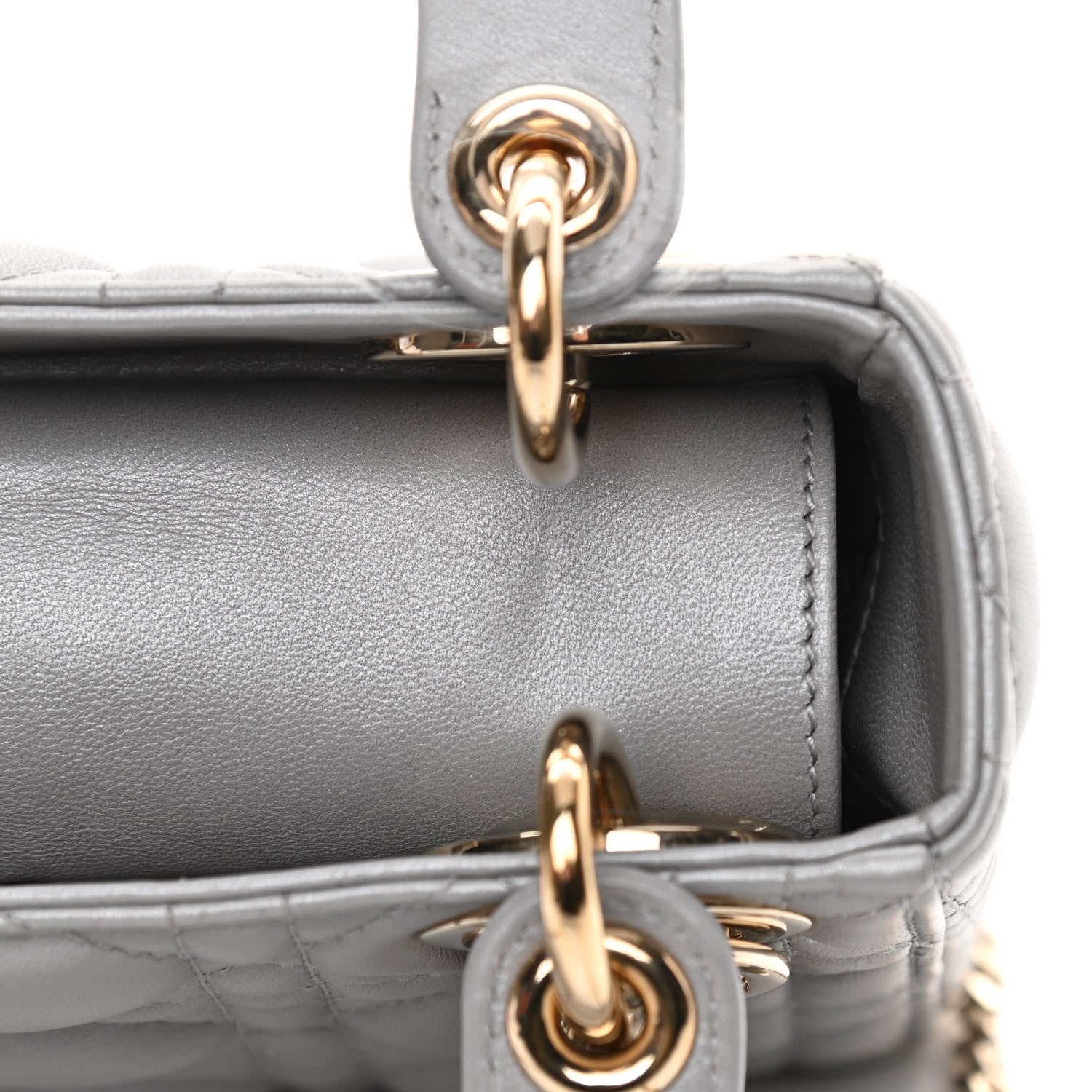 Christian Dior Lambskin Cannage Mini Lady Dior Grey 16 of 17