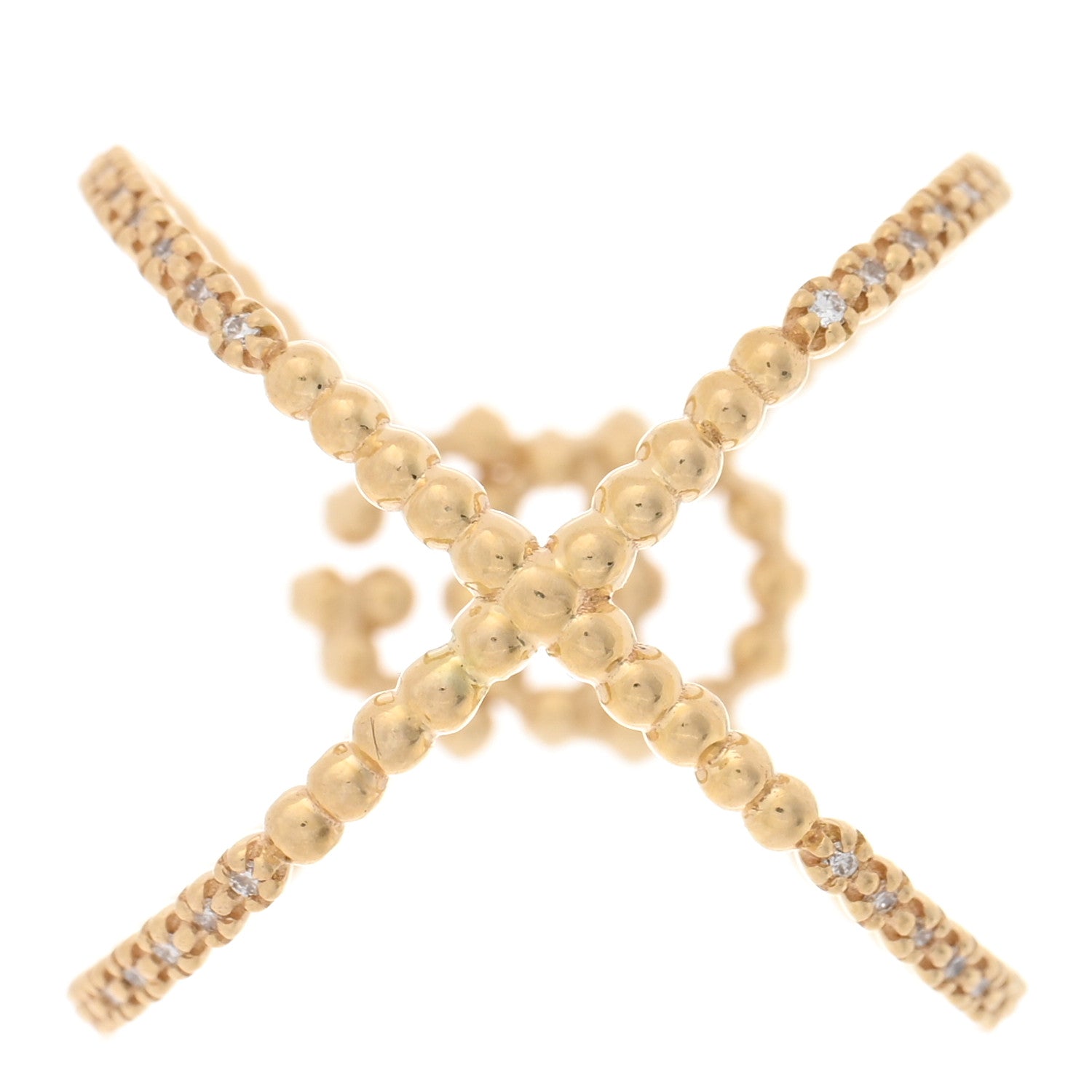 Gucci 18K Yellow Gold Diamond Running G Cross Pave Ring 52 6 3 of 5