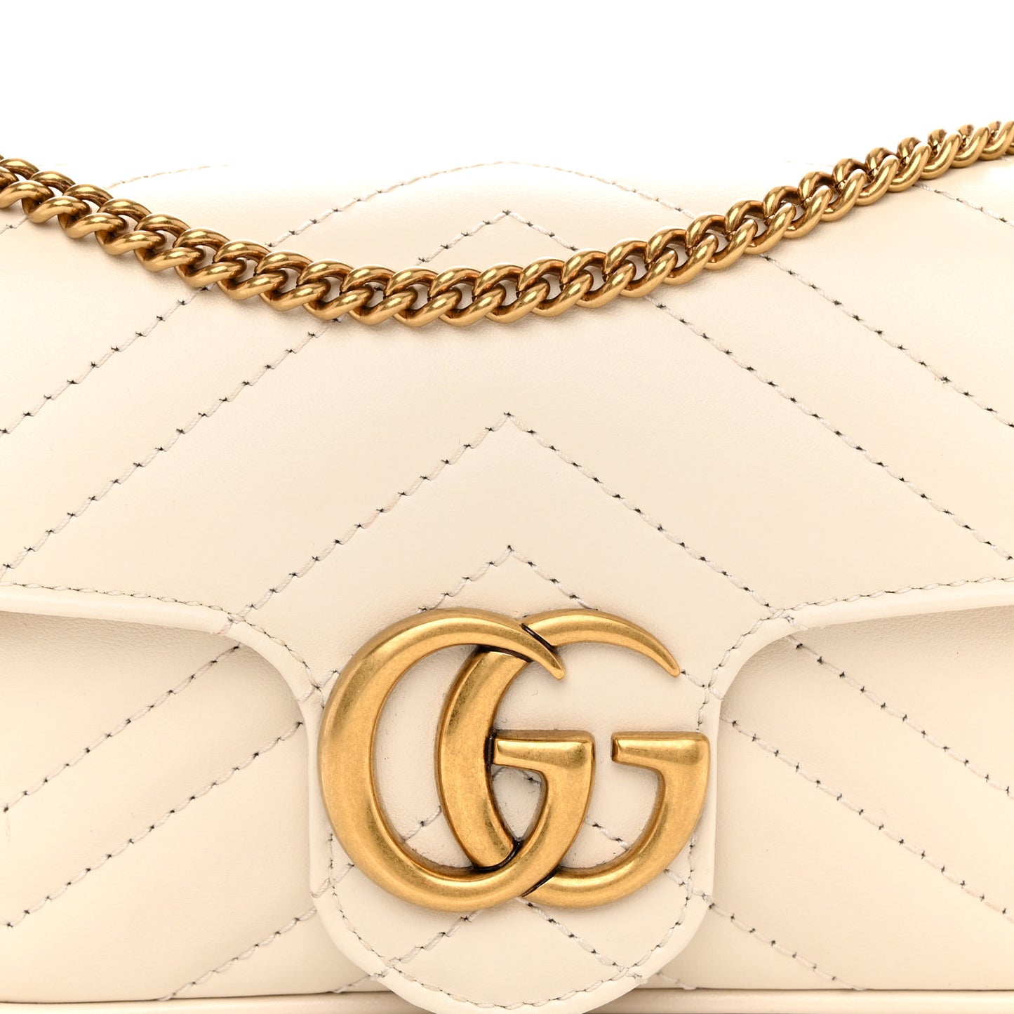 Calfskin Matelasse Super Mini GG Marmont Shoulder Bag White