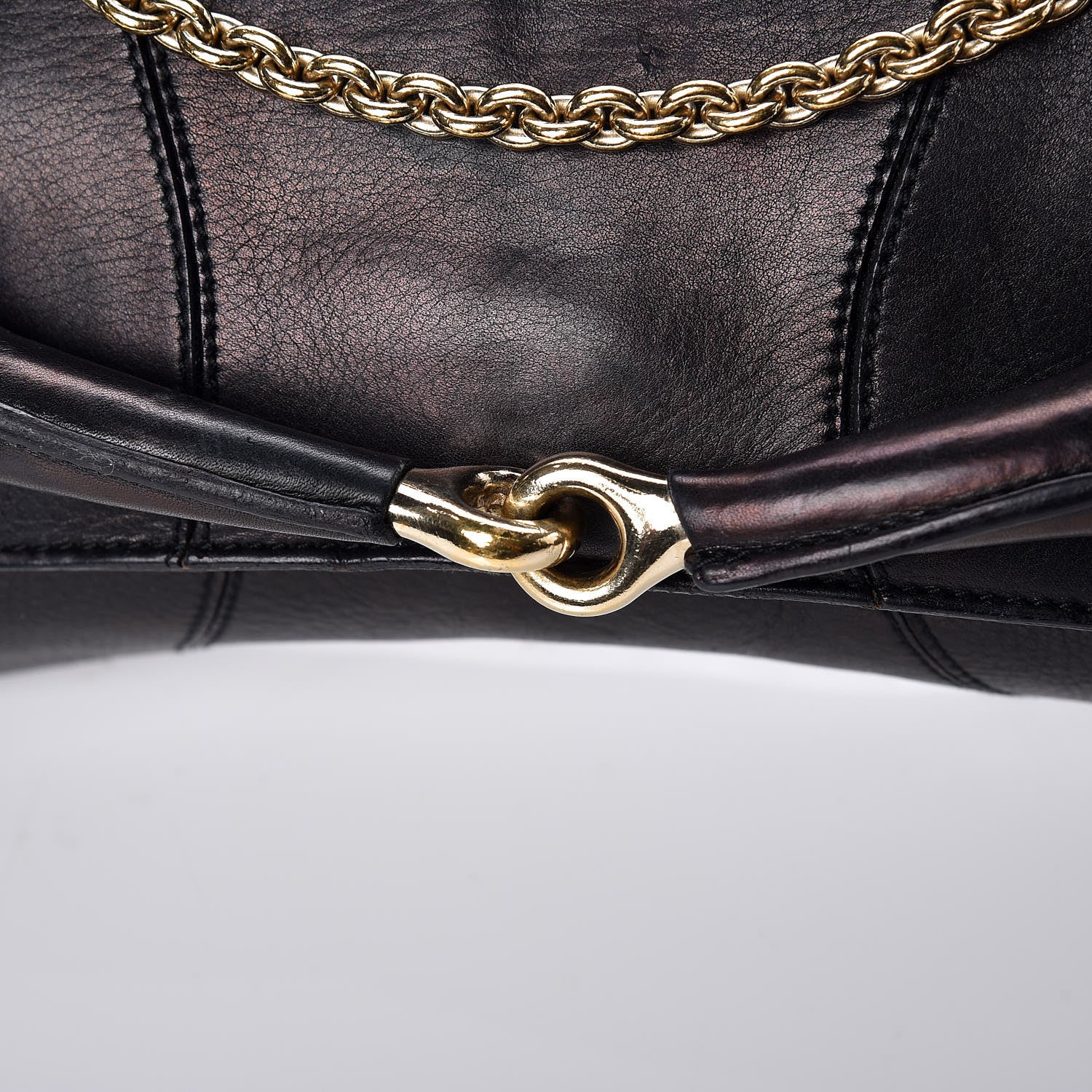 Gucci Calfskin Horsebit Chain Clutch Black 14 of 16