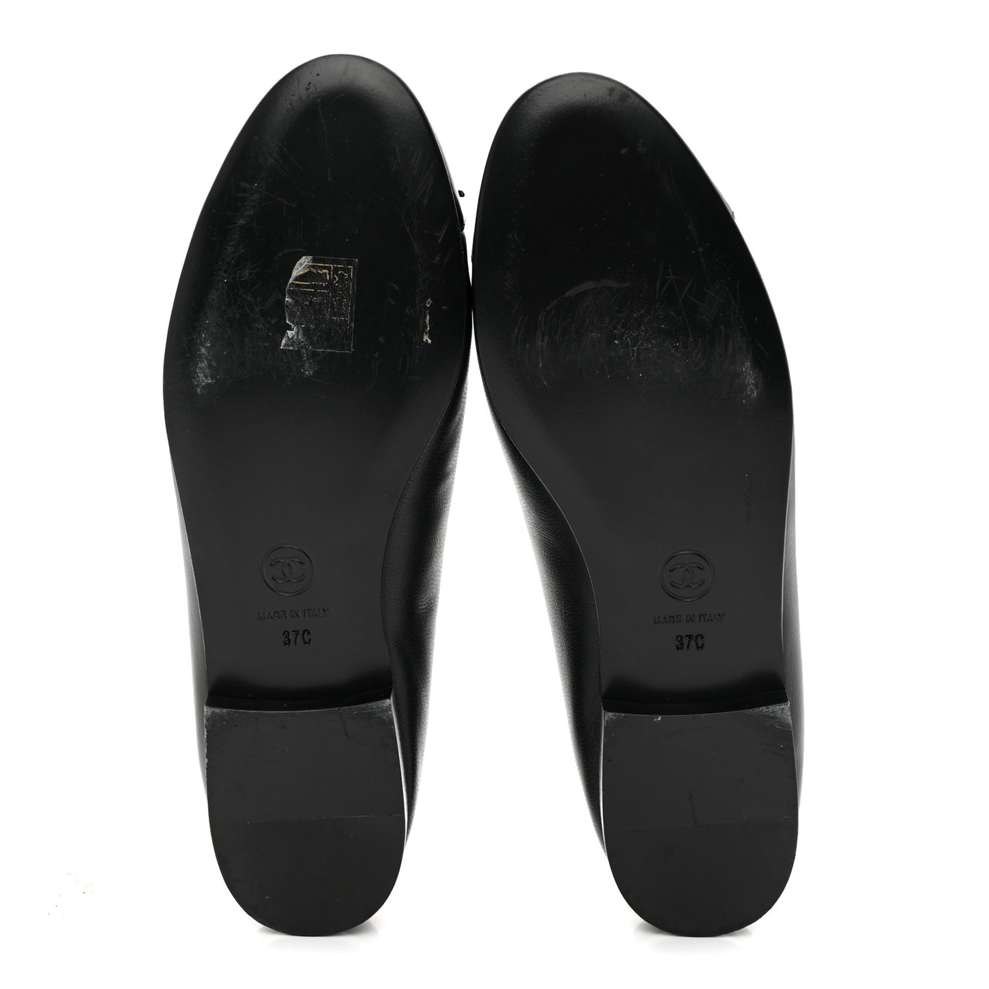 Lambskin Patent Cap Toe Ballerina Flats 37.5 Black