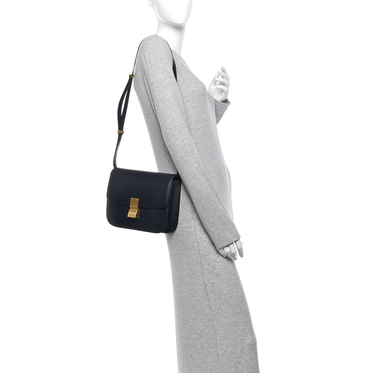 Box Calfskin Medium Classic Box Flap Bag Navy