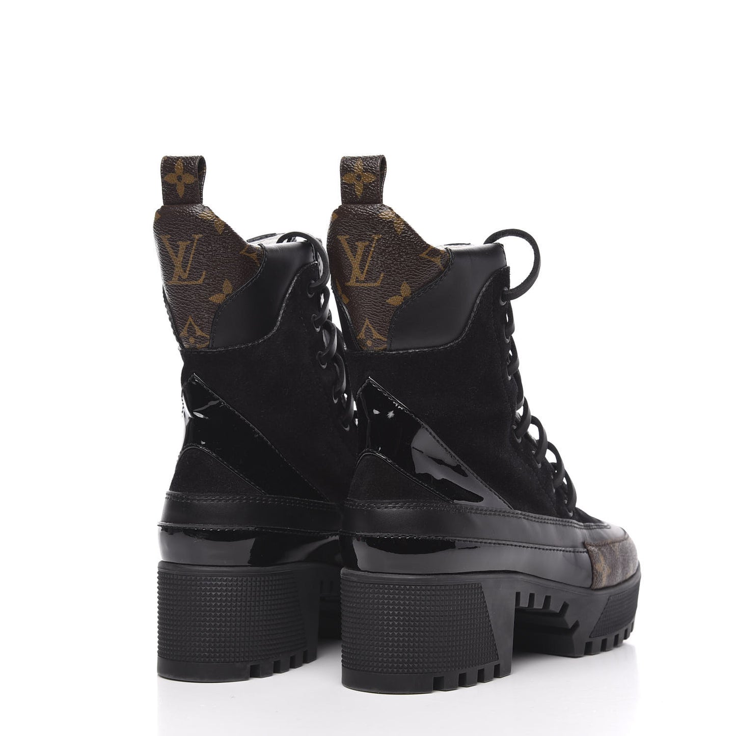 Suede Calfskin Monogram Laureate Platform Desert Boots 37 Black