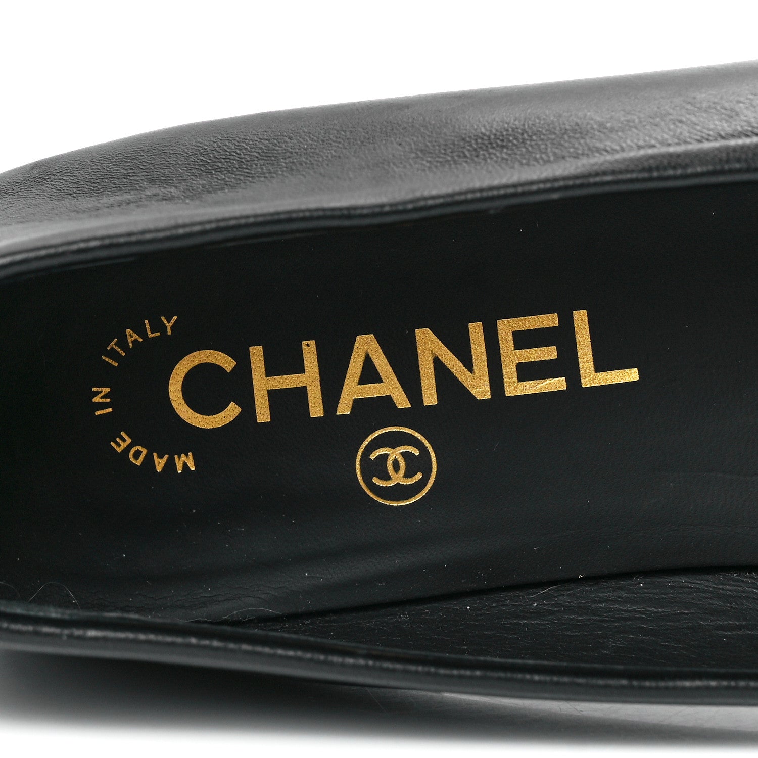 Chanel Lambskin Patent Cap Toe Pearl CC Ballerina Flats 38.5 Black 7 of 9