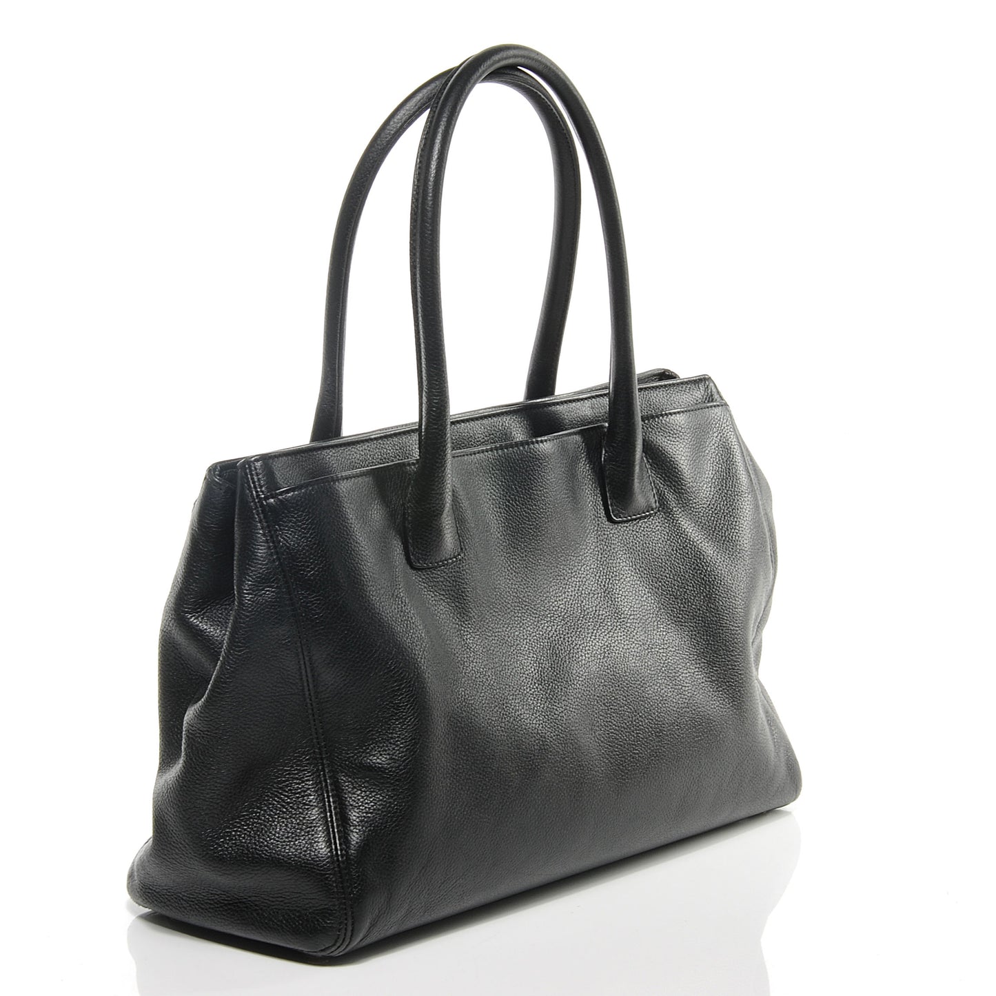 Calfskin Cerf Executive Shopper Tote Black