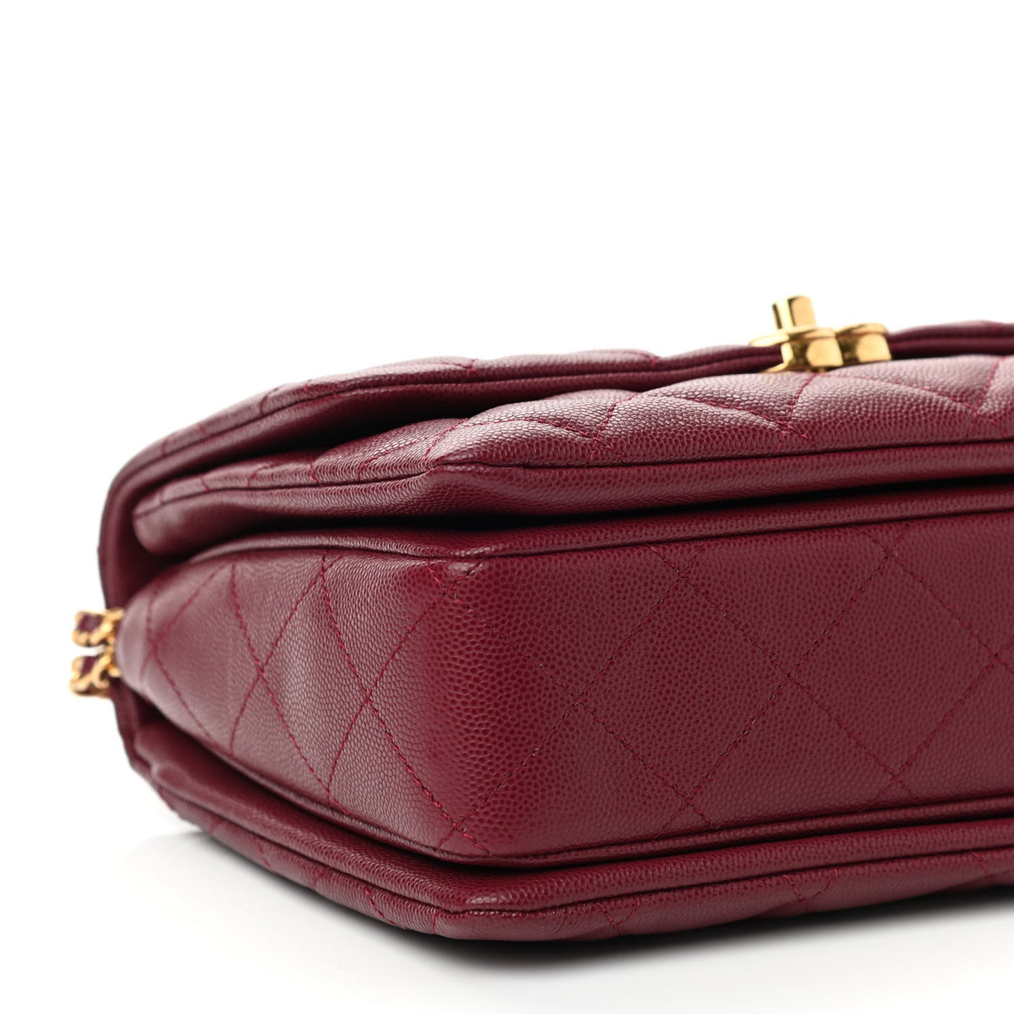 Caviar Quilted Coco First Flap Burgundy