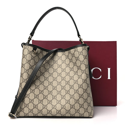 Gucci GG Supreme Monogram Medium Emblem Bucket Bag Beige Dark Brown Black 10 of 10