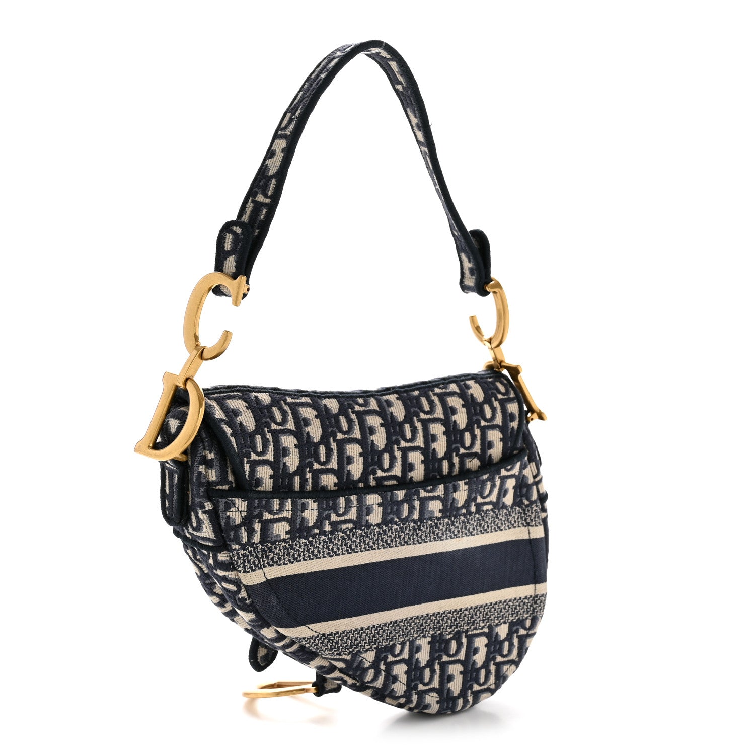 Christian Dior Oblique Embroidered Saddle Bag Blue 1836716