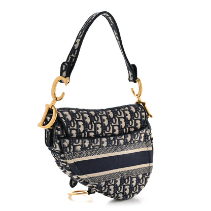 Christian Dior Oblique Embroidered Saddle Bag Blue 3 of 14