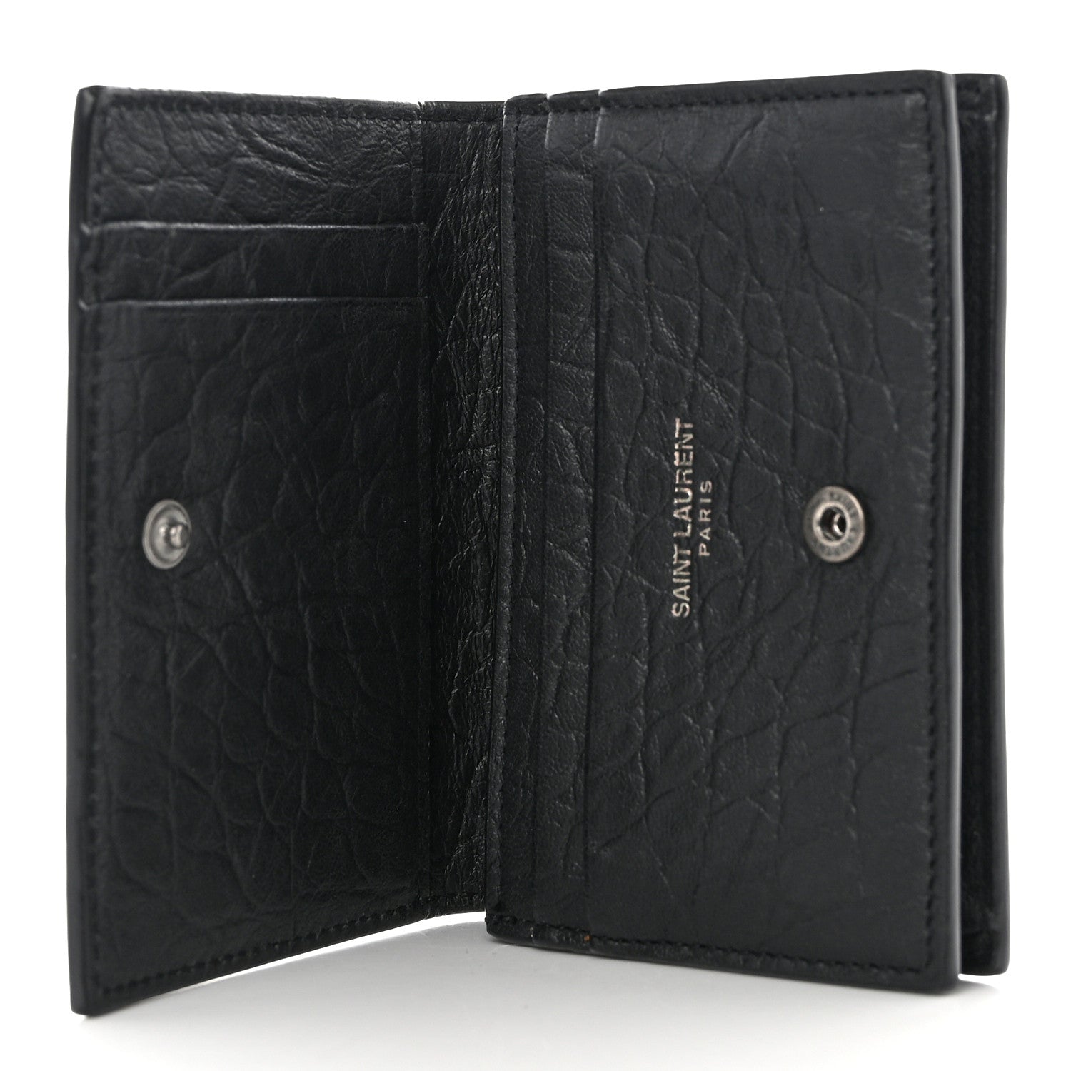 Saint Laurent Calfskin Crocodile Embossed Monogram Monochrome Business Card Holder Black 5 of 11