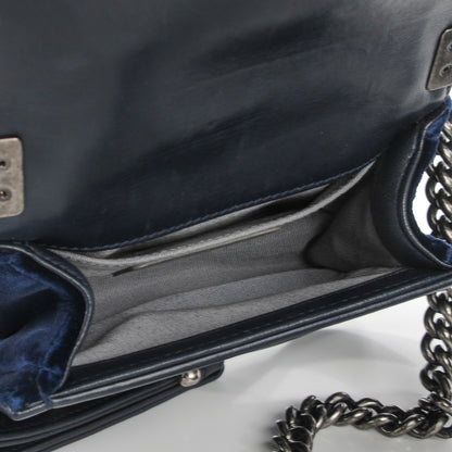 Chanel Velvet Quilted Mini Boy Flap Navy 5 of 8