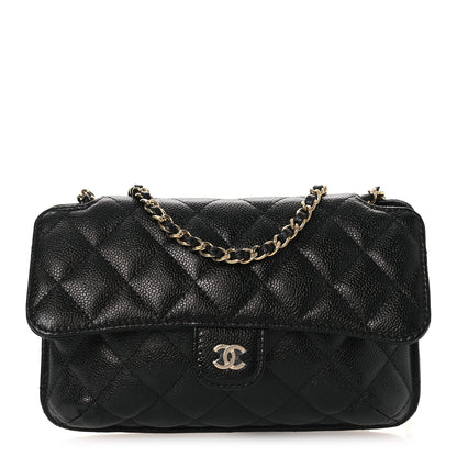 Chanel Caviar Fabric Foldable Tote Bag With Chain Black Multicolor 1 of 20
