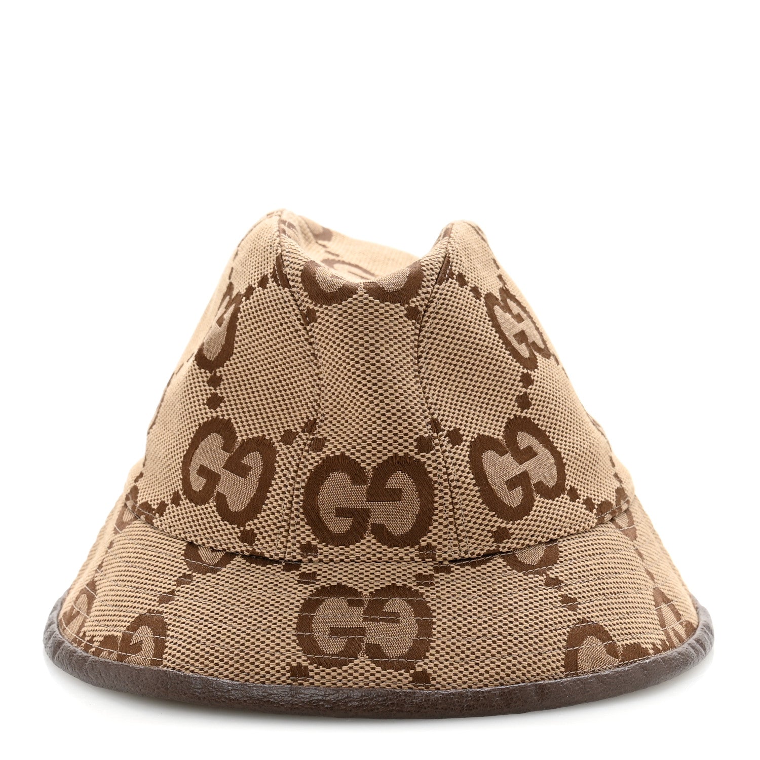 Gucci Monogram Jumbo GG Bucket Hat L Camel Ebony New Acero 3 of 9