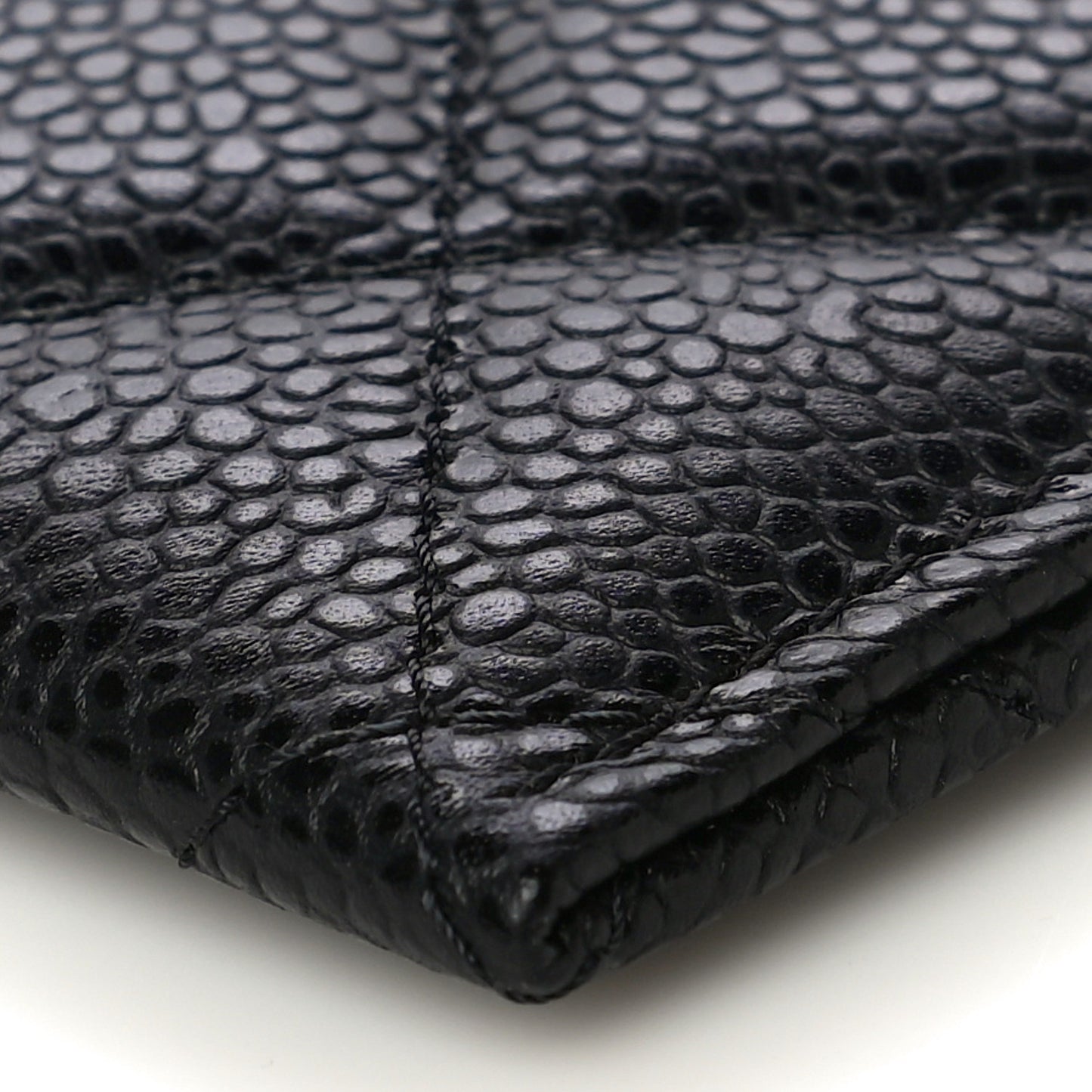 Caviar Quilted Card Holder Black